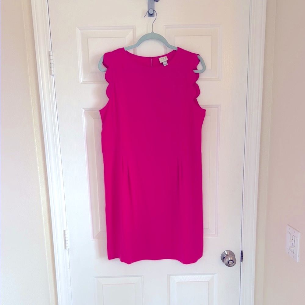 Elegant Pink Sleeveless mini Dress with Scalloped Details